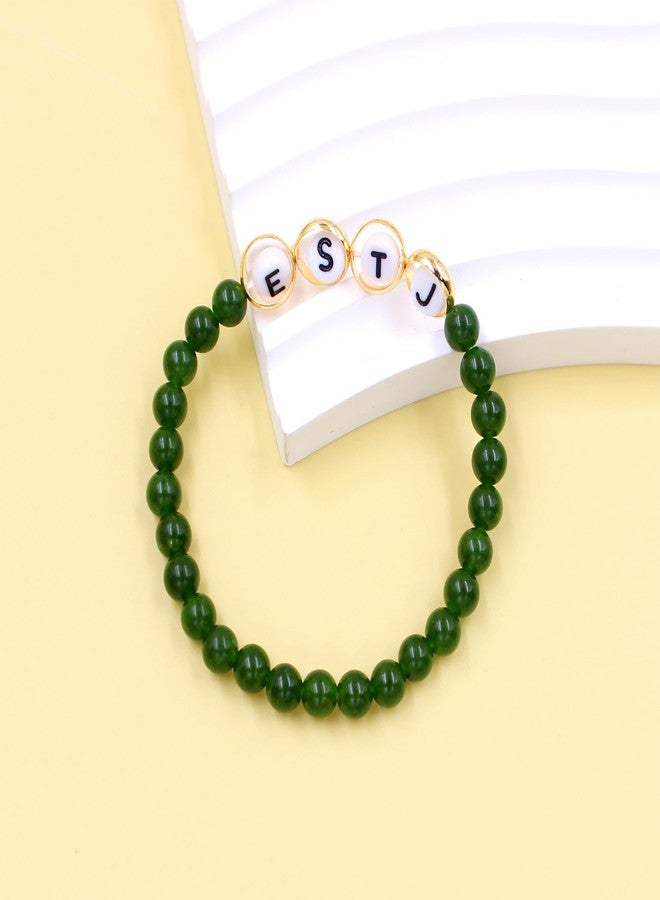 Tobestu Deep Green ESTJ Beaded Bracelet - Chalcedony Agate Jewelry - Mood Type Accessory - YA5886 - Image 4