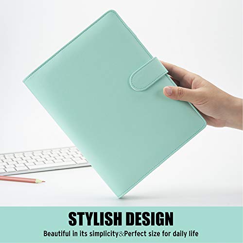 Sooez A5 Notebook Photocard Binder, 6 Ring Planner, Stylish Loose Leaf Personal Organizer Cover with Magnetic Buckle, PU Leather Binder Women with Macaron Colors (Mint Green) - Image 3