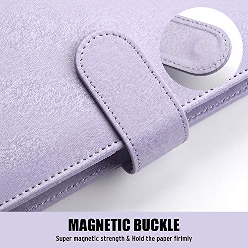 Sooez A5 Notebook Photocard Binder, 6 Ring Planner, Stylish Loose Leaf Personal Organizer Cover with Magnetic Buckle, PU Leather Binder Women with Macaron Colors (Mint Green) - Image 4