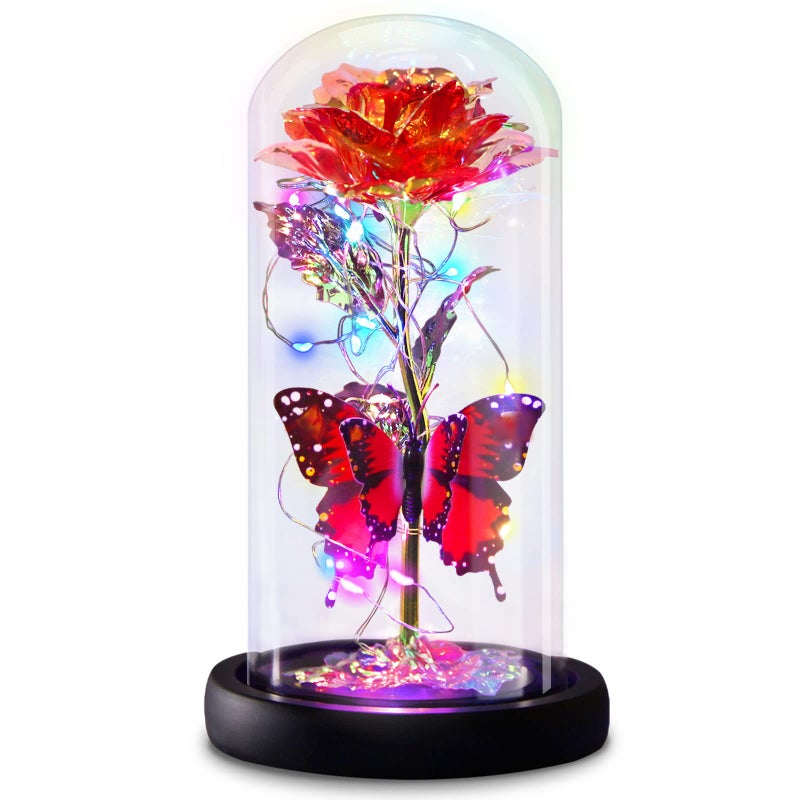 Galaxy Flowers Rose Birthday Gift for Women Mom Grandma Enchanted Infinity Rose in Glass Dome Valentines Rose Gifts for Valentines Day Mothers Day Anniversary Wedding