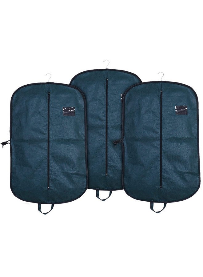 Kuber Industries Kuber Industries Folding Blazer Cover|Non Woven Embossed Hanging Coat Cover|Transparent Window Wardrobe Organizer With Zipper, Pack of 3 (Green)  - Image 1