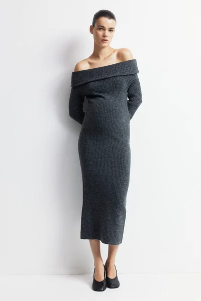 اتش اند ام Mama Rib-Knit Off-The-Shoulder Dress
