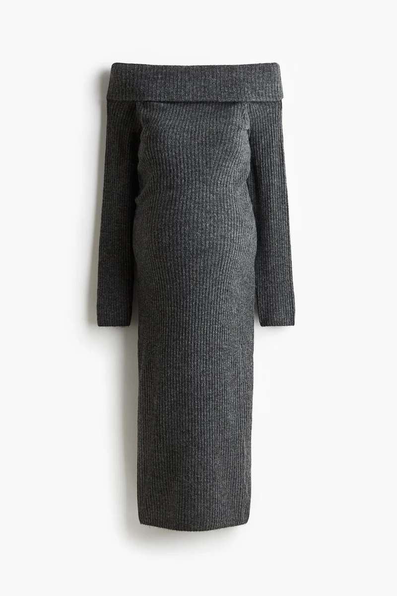 H&M Mama Rib-Knit Off-The-Shoulder Dress