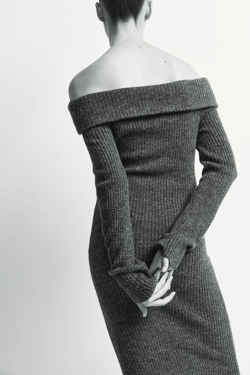 اتش اند ام Mama Rib-Knit Off-The-Shoulder Dress
