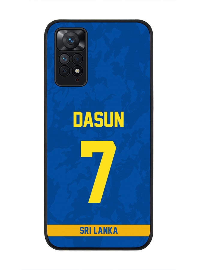 Rugged Black Edge Case for Redmi Note 11 4G / Redmi Note 11S, Slim fit Soft Case Flexible thin Cover - Player Name - Dasun Shanaka, Jersey Number- 7