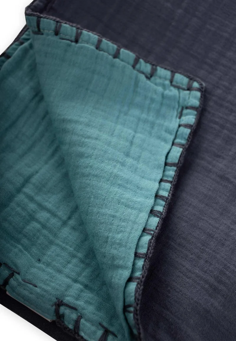 Cigit Muslin Double Sided Handmade Baby Blanket (Washed) 100X100 cm Smoked Turquoise