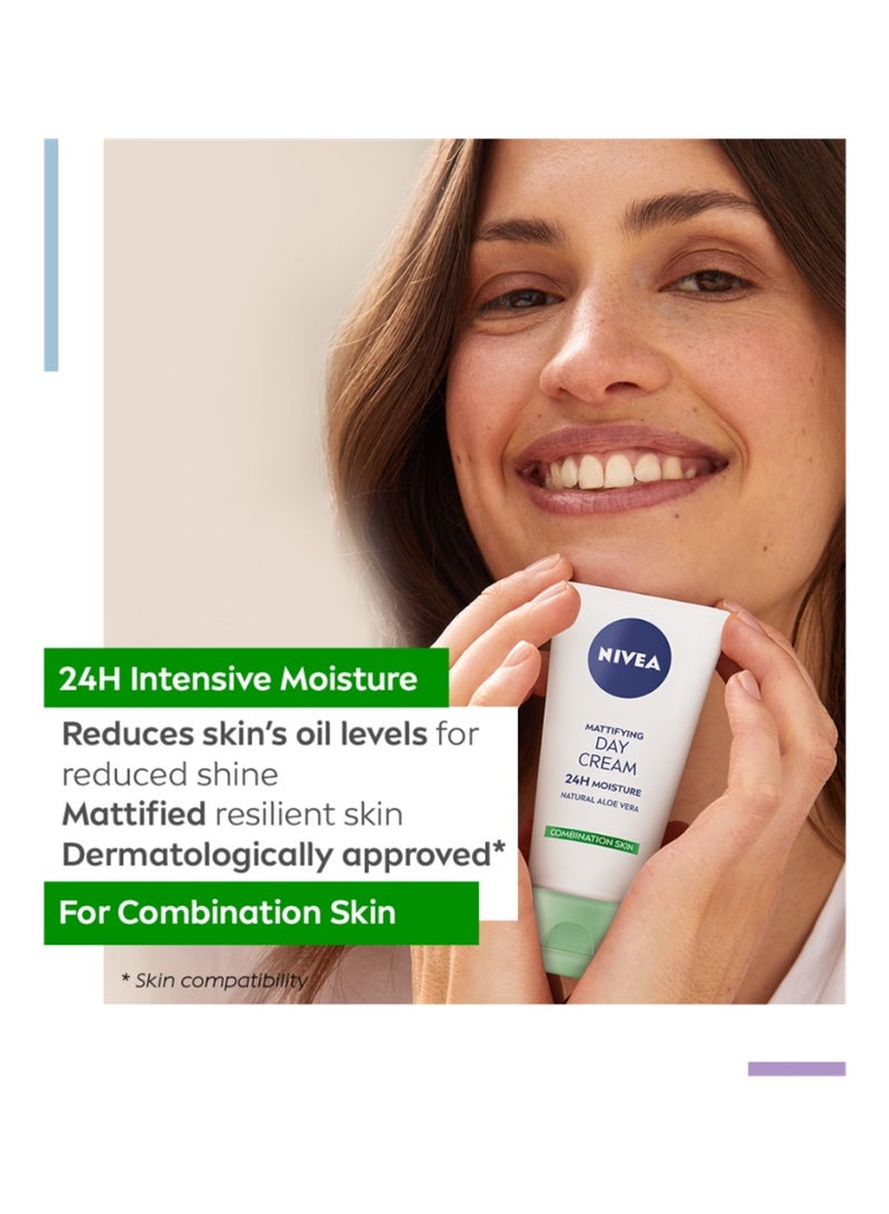 نيفيا كريم نهاري مرطب ومطفئ للمعان لمدة ٢٤ ساعة بخلاصة الصبار للبشرة المختلطة ٥٠ مل - Image 4