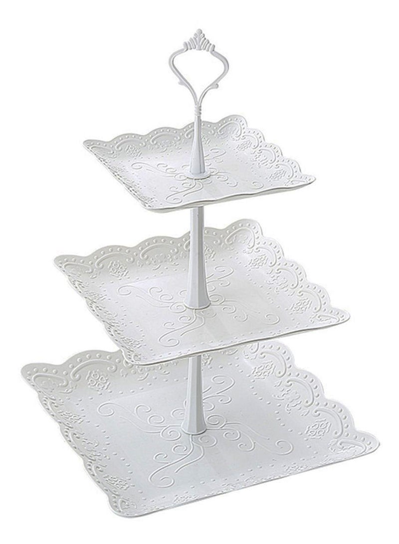 NIBEMINENT 3-Layer Snack Tray Stand White