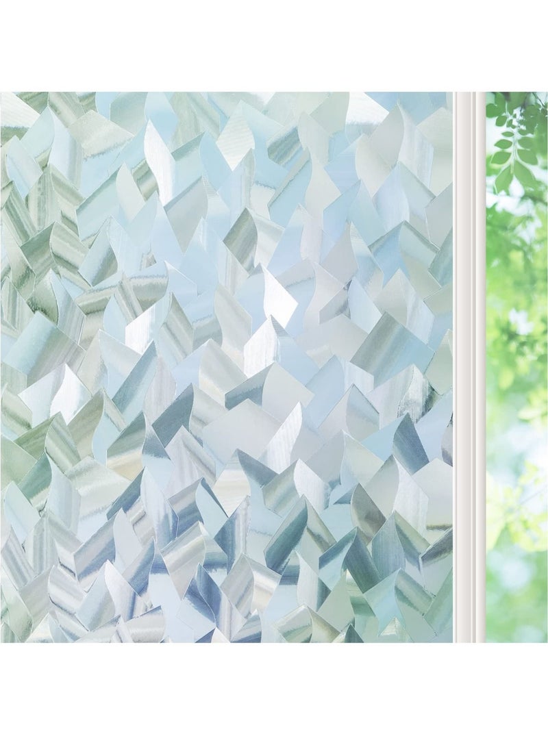 كابتن تيك Window Privacy Film, Prism Window Film 3D Decorative Crystal Static Cling Heat Blocking Window Film Non-Adhesive Removable Glass Film Anti-UV - Image 1