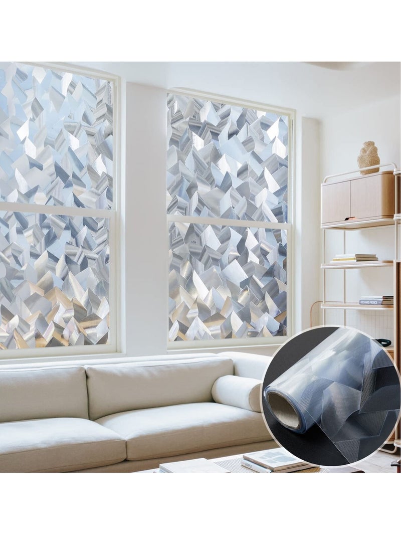 كابتن تيك Window Privacy Film, Prism Window Film 3D Decorative Crystal Static Cling Heat Blocking Window Film Non-Adhesive Removable Glass Film Anti-UV - Image 2