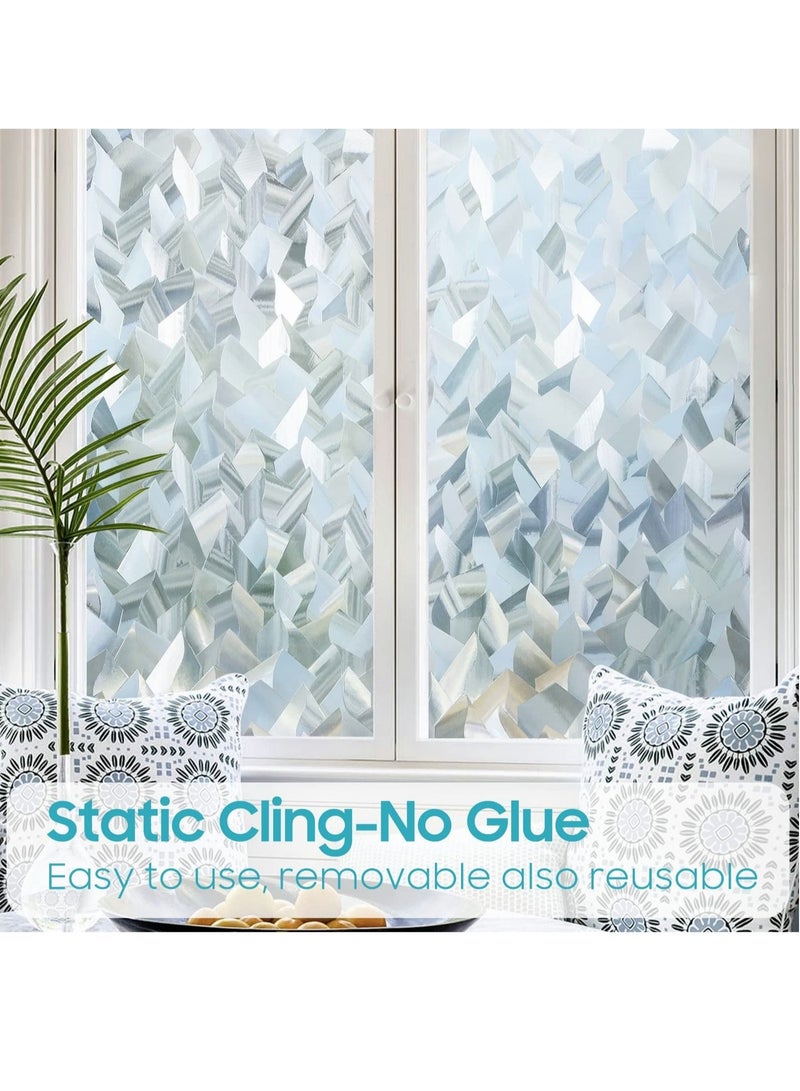 كابتن تيك Window Privacy Film, Prism Window Film 3D Decorative Crystal Static Cling Heat Blocking Window Film Non-Adhesive Removable Glass Film Anti-UV - Image 3