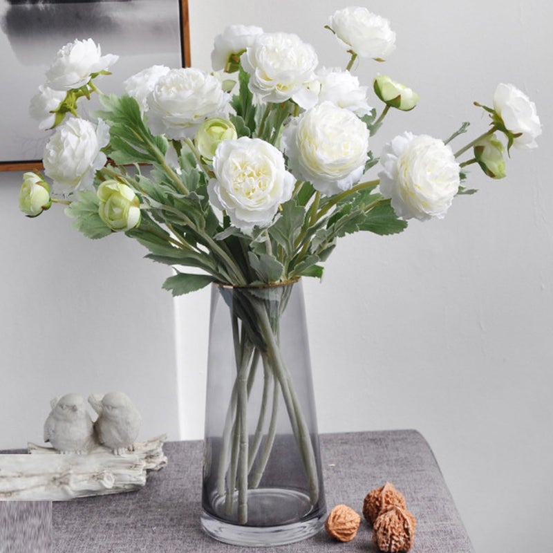Molilito Artificial Flowers White Peonies 20pcs 60Heads Bouquet Fake Peonies Artificial Ranunculus Flowers for Indoor Faux Floral Arrangements Home Table Kitchen Wedding Party Farmhouse Decor ï»¿ - Image 2