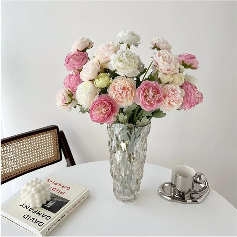 Molilito Artificial Flowers White Peonies 20pcs 60Heads Bouquet Fake Peonies Artificial Ranunculus Flowers for Indoor Faux Floral Arrangements Home Table Kitchen Wedding Party Farmhouse Decor ï»¿ - Image 4
