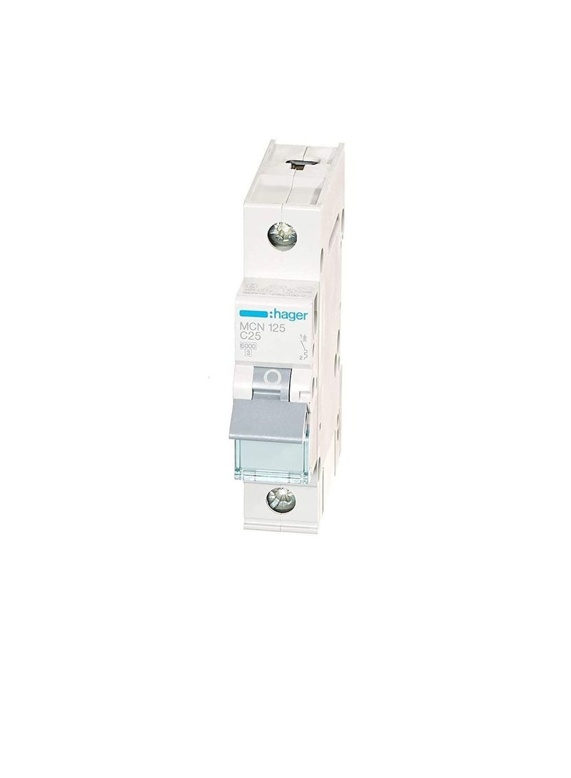 Hager HAGER Miniature circuit breaker single pole 25A 6KA SP MCB TYPE C MCN125  - Image 3