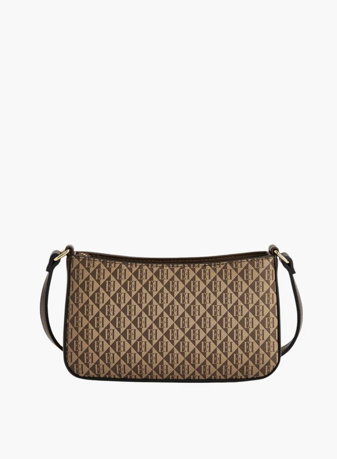 ELLE Women ELLE Monogram Print Crossbody Bag with Zip Closure