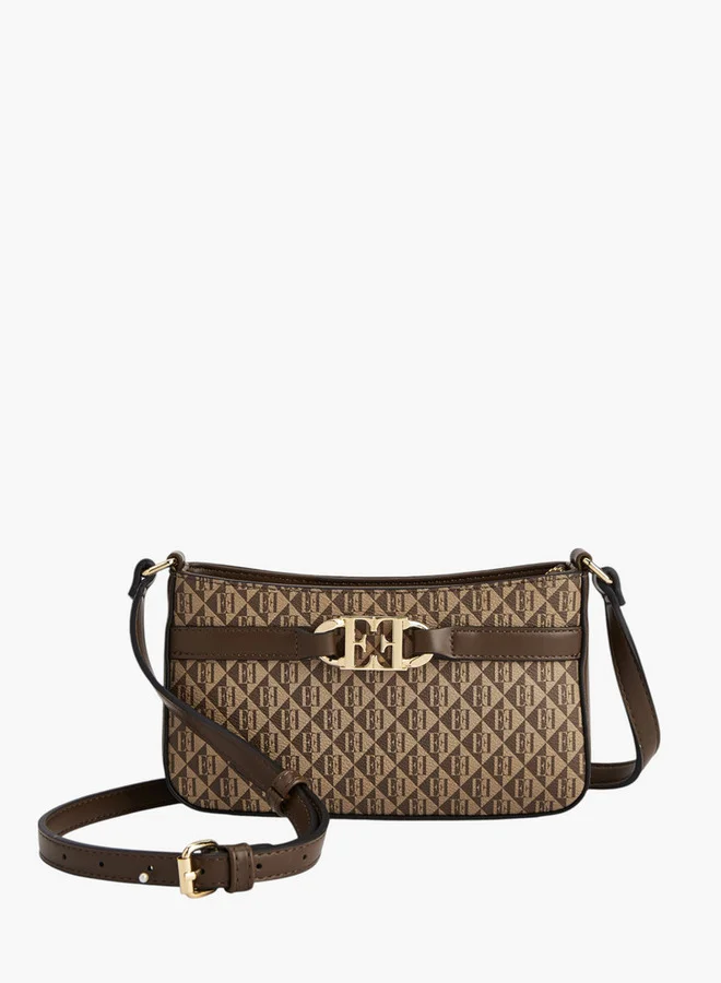 ELLE Women ELLE Monogram Print Crossbody Bag with Zip Closure