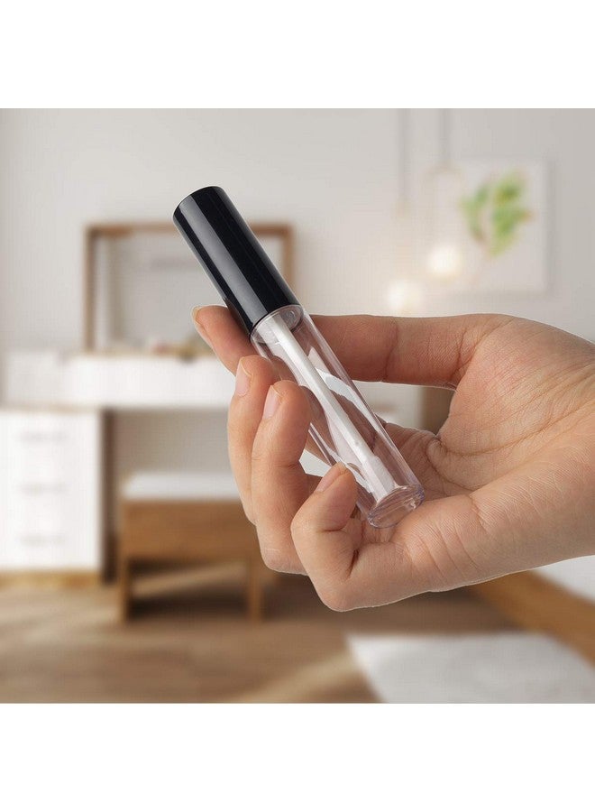 GTHER 10Pcs 10Ml Empty Lip Gloss Containers Tube With Wand Refillable Lip Balm Bottles Lipstick Sample Container And Funnel And Rubber Stoppers For Girls Diy Lip Samples Black Top - Image 5