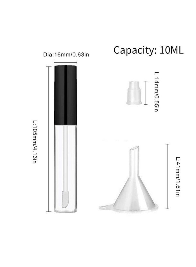 GTHER 10Pcs 10Ml Empty Lip Gloss Containers Tube With Wand Refillable Lip Balm Bottles Lipstick Sample Container And Funnel And Rubber Stoppers For Girls Diy Lip Samples Black Top - Image 4