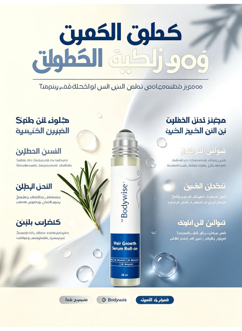 Be Bodywise 3% Redensyl & Rosemary Hair Growth Serum (Roll On) | Pack of 1 | 2% Anagain | Thicker & Stronger Hair | Prevents Hairfall & Stimulates Hair Follicles | For All Hair Types | 25 ml - Image 1