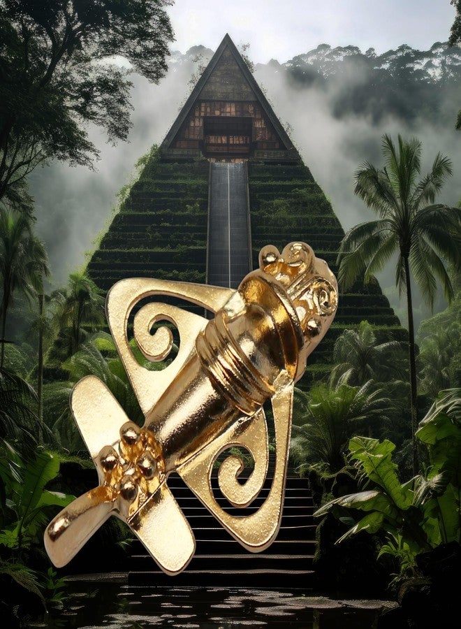 Real Metal Quimbaya Flyer Pin 24K Gold Finish Pre-Colombian Ancient Alien Artifact Lapel, Hat, Jacket or Backpack Pin - Image 3