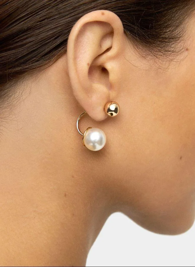 بارفوا أقراط كرة مع لؤلؤ ذهبي