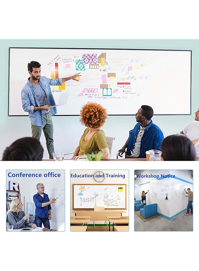 إيروريكس سبورة بيضاء مغناطيسية ذاتية اللصق، فيلم سبورة بيضاء لاصق على الحائط للمدرسة والمكتب المنزلي، تتضمن أقلام مسح جافة وممحاة مغناطيسية، 90 × 60 سم، سبورة بيضاء مغناطيسية قابلة للمسح الجاف، 90 × 60 سم - Image 4