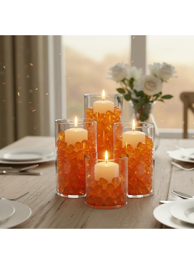 PMLAND Acrylic Ice Rocks Crystals Gems ~550 Pcs 3 lbs Bulk Bag for Vase Filler Table Scatter Party Wedding Arts Crafts Decoration Display Idea -Orange - Image 4