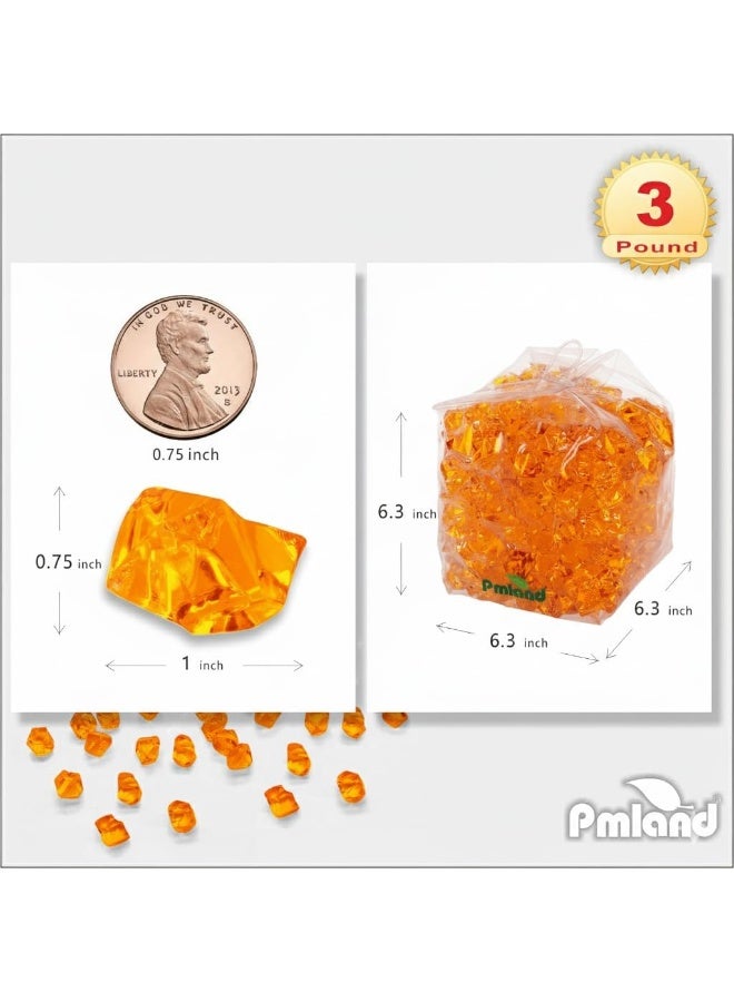 PMLAND Acrylic Ice Rocks Crystals Gems ~550 Pcs 3 lbs Bulk Bag for Vase Filler Table Scatter Party Wedding Arts Crafts Decoration Display Idea -Orange - Image 3