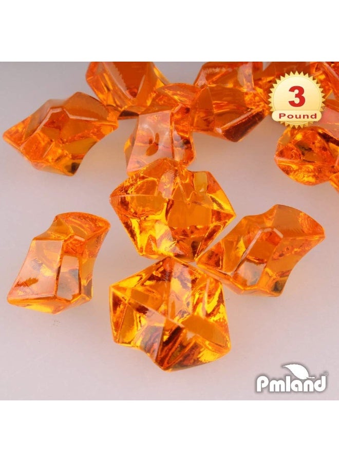 PMLAND Acrylic Ice Rocks Crystals Gems ~550 Pcs 3 lbs Bulk Bag for Vase Filler Table Scatter Party Wedding Arts Crafts Decoration Display Idea -Orange - Image 1