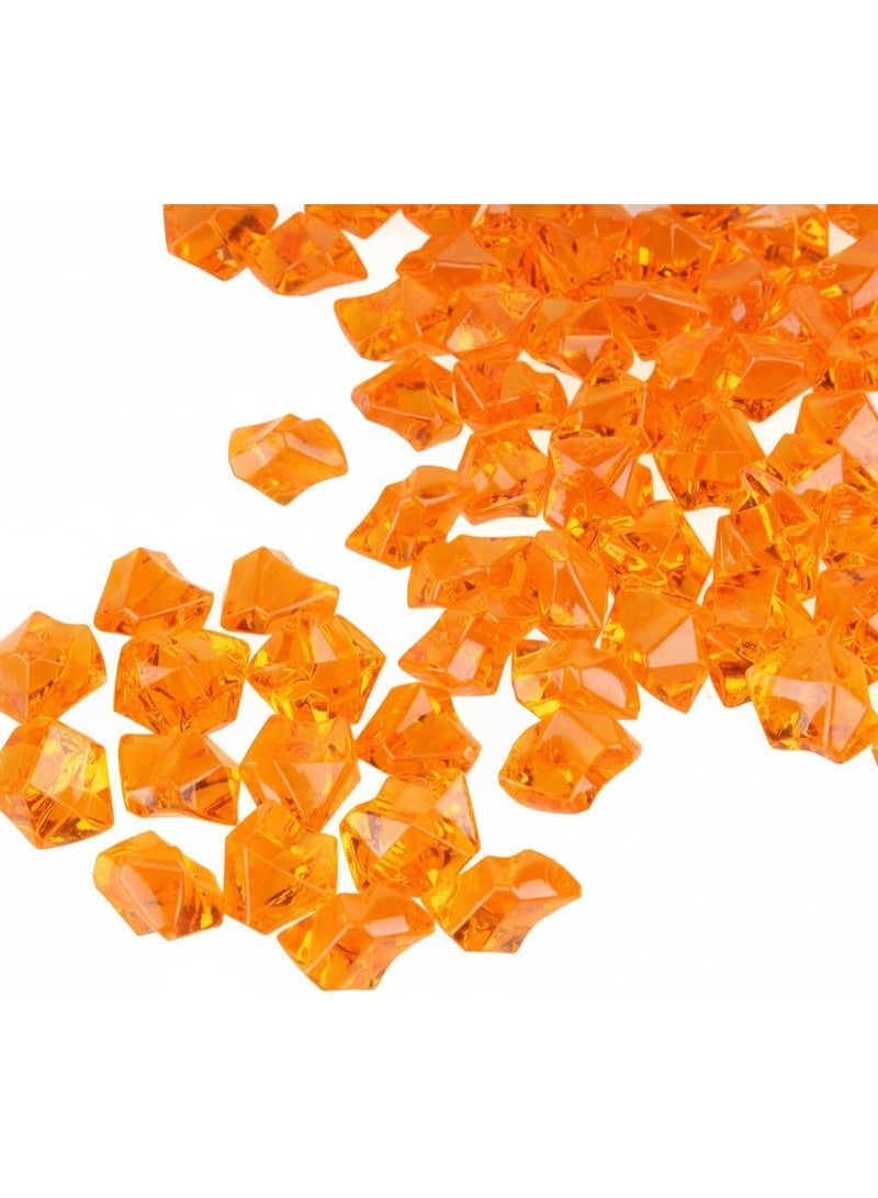PMLAND Acrylic Ice Rocks Crystals Gems ~550 Pcs 3 lbs Bulk Bag for Vase Filler Table Scatter Party Wedding Arts Crafts Decoration Display Idea -Orange - Image 2