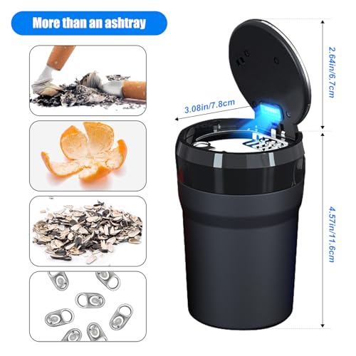 EOCICI Car Ashtray with Lid Smell Proof Smokeless Modern Black Ceramic Ashtray for Car Cup Holder - Image 5