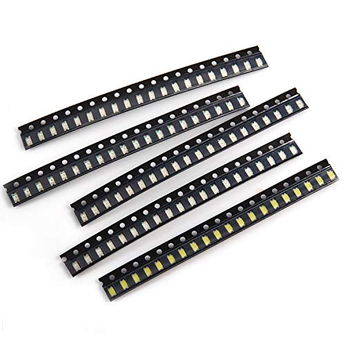 CHANZON (5 Colors x 20 pcs = 100 pcs 1206 SMD LED Diode Lights Assorted Kit (Mini Chip 3.2mm x 1.6mm for PCB DC 20mA) Super Bright Lighting Bulb Lamps Electronics Components Light Emitting Diodes - Image 1