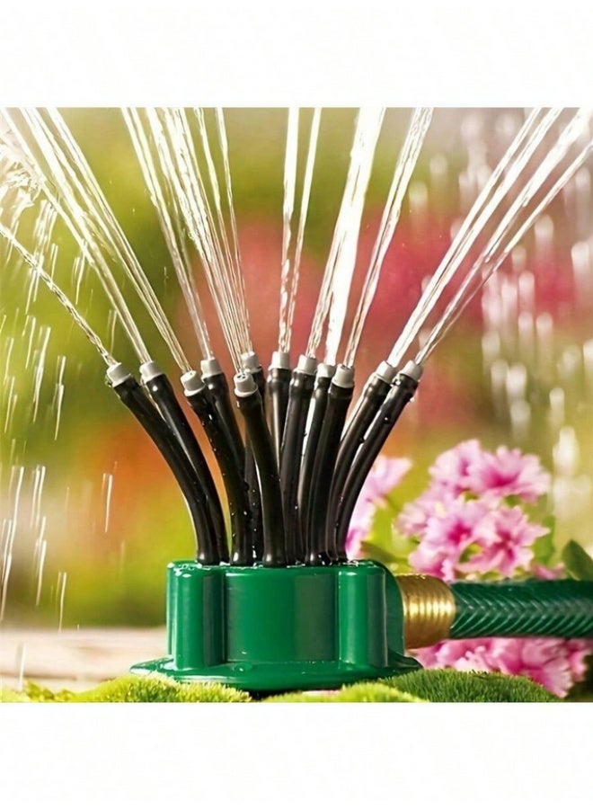 360° Automatic Multi-Head Garden Sprinkler, Plastic Garden and Plough Irrigation System, No Power Required, Includes Multiple Components, Garden Watering Tool - Image 1