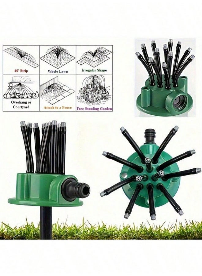 360° Automatic Multi-Head Garden Sprinkler, Plastic Garden and Plough Irrigation System, No Power Required, Includes Multiple Components, Garden Watering Tool - Image 2