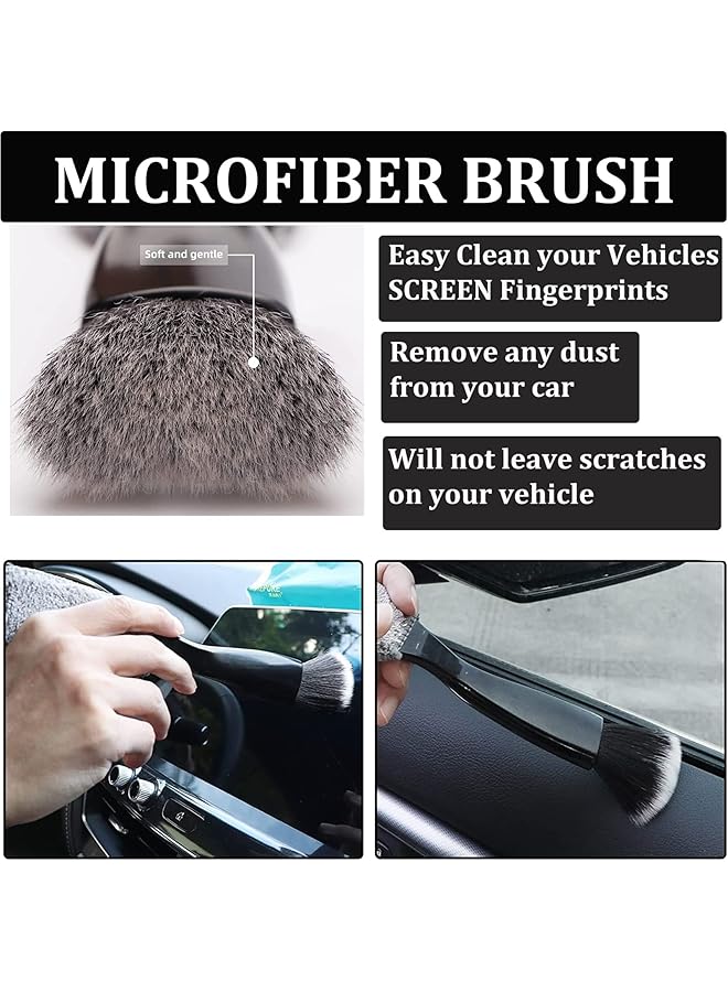 أوزيغالور فرش تنظيف السيارة قطعتين، فرشاة غبار السيارة، فرشاة تنظيف السيارة، فرشاة داخلية للسيارة، ملحقات تنظيف السيارة - Image 2