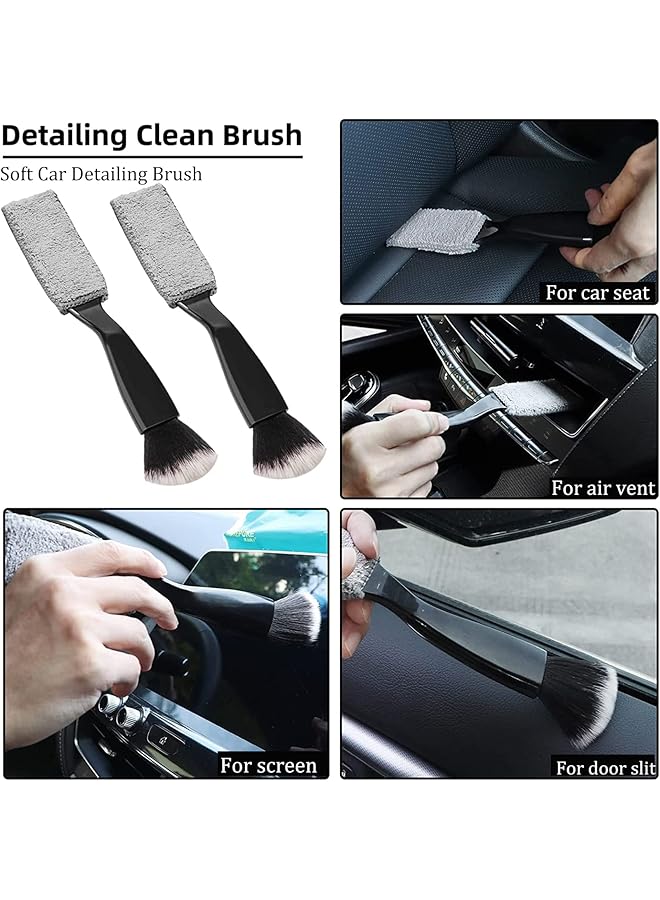 أوزيغالور فرش تنظيف السيارة قطعتين، فرشاة غبار السيارة، فرشاة تنظيف السيارة، فرشاة داخلية للسيارة، ملحقات تنظيف السيارة - Image 4