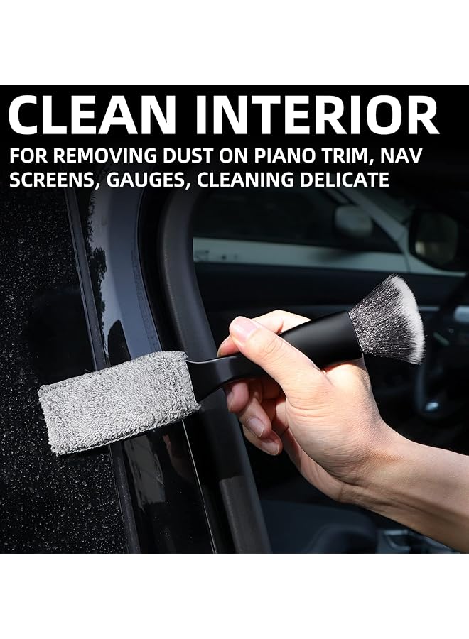 أوزيغالور فرش تنظيف السيارة قطعتين، فرشاة غبار السيارة، فرشاة تنظيف السيارة، فرشاة داخلية للسيارة، ملحقات تنظيف السيارة - Image 3