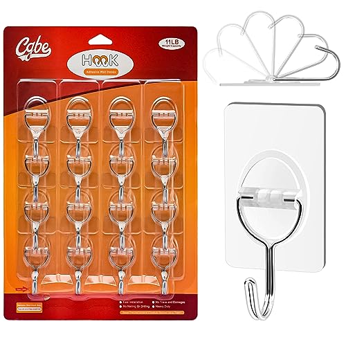 CGBE Adhesive Hooks Heavy Duty Sticky Hooks for Hanging 11 lbs (Max) Seamless Transparent Adhesive Hooks Wall Hangers Without Nails for Hanging Keys Coats Hats Bags Ceiling (Clear-16PACK) - Image 1