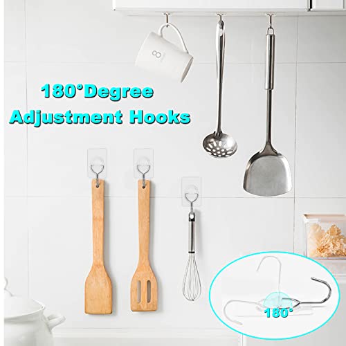 CGBE Adhesive Hooks Heavy Duty Sticky Hooks for Hanging 11 lbs (Max) Seamless Transparent Adhesive Hooks Wall Hangers Without Nails for Hanging Keys Coats Hats Bags Ceiling (Clear-16PACK) - Image 4