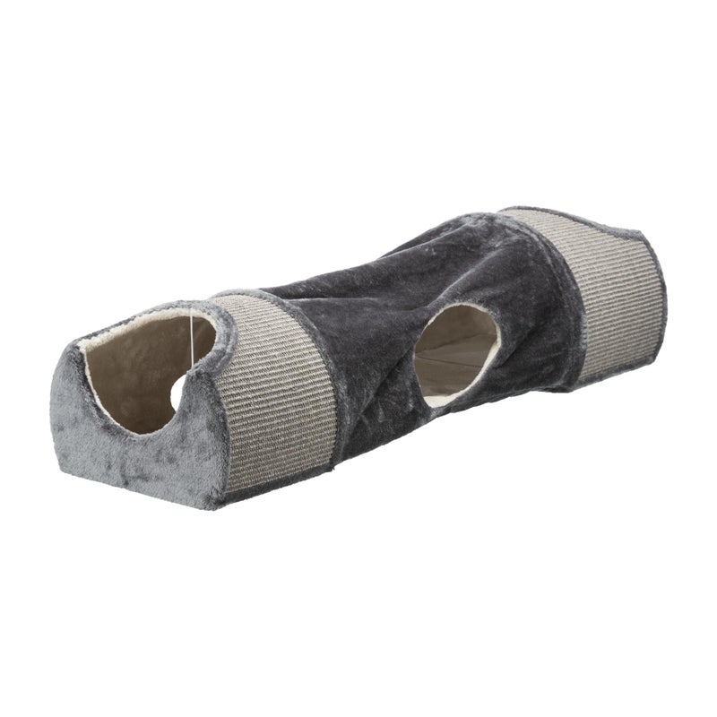 Trixie Cuddly Condos and Tunnel for Cats Indoor Cat Furniture with Play Condos Hideaway Tunnel Dangling Cat Toys Sisal Scratching Surface Collapsible Design for Easy Storage Gray - Image 2