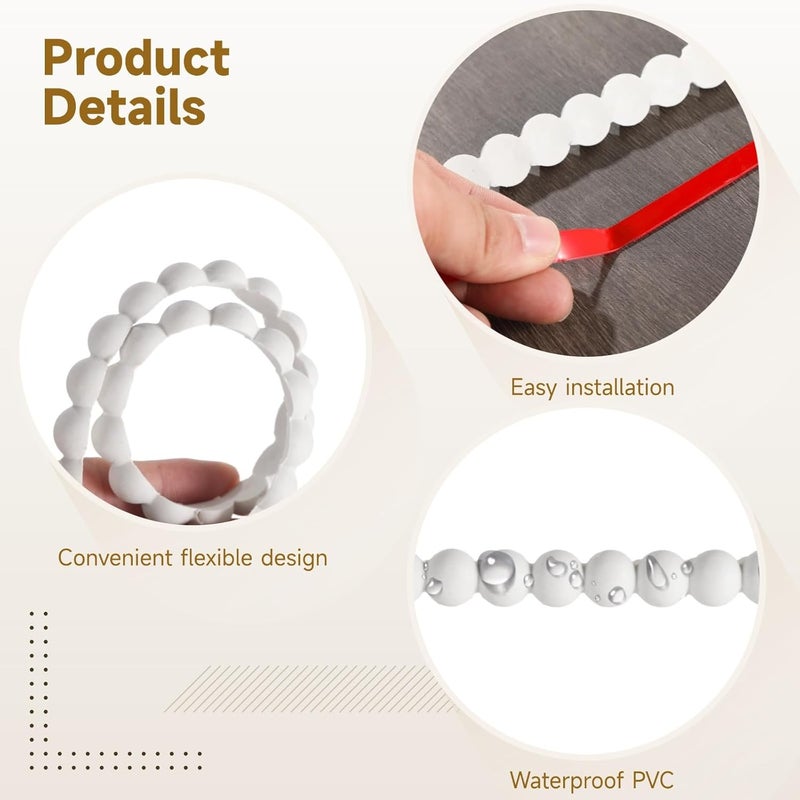 White Molding Trim: 2 Rolls 9.8Ft with Pearl Design - Image 2