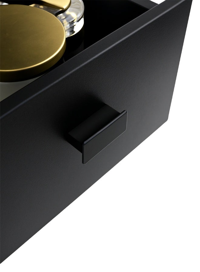 أولييرو طاولة جانبية ونايت ستاند مع درجين واسعَين – طاولة نهاية سرير باللون الأسود، دولاب صغير لغرفة النوم، غرفة المعيشة أو المنزل، 30 × 30 × 47 سم - Image 4