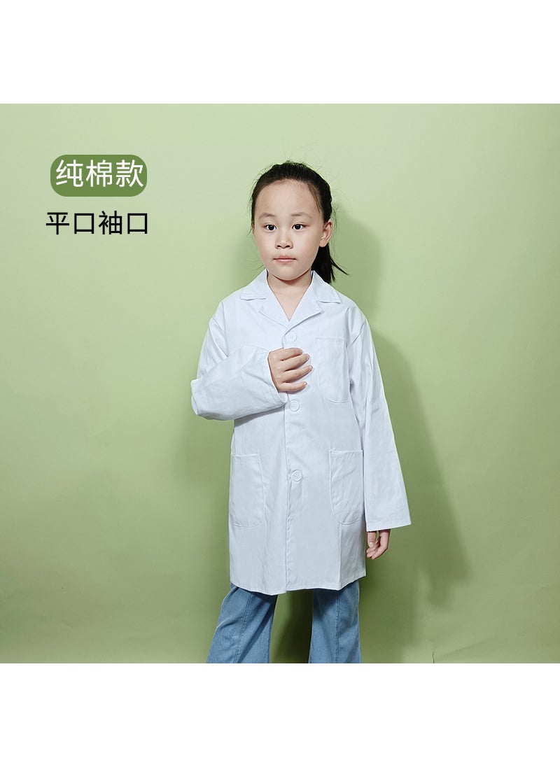 Generic Childrens White Coat Long Sleeve Work Clothes Laboratory Clothes logo Visiting Clothes White Long Gown Performance Clothes White pure cotton 