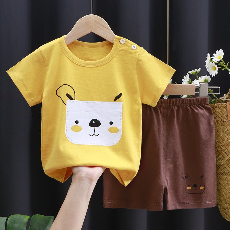 Infant Cotton T-Shirt Combo New Arrival K060-Short set of square bears