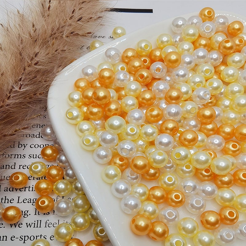 ABS Hole Mixed Color Faux Pearl Beads Handmade Beaded DIY Material Shoes Clothing Hats Bracelet Accessories yellow system