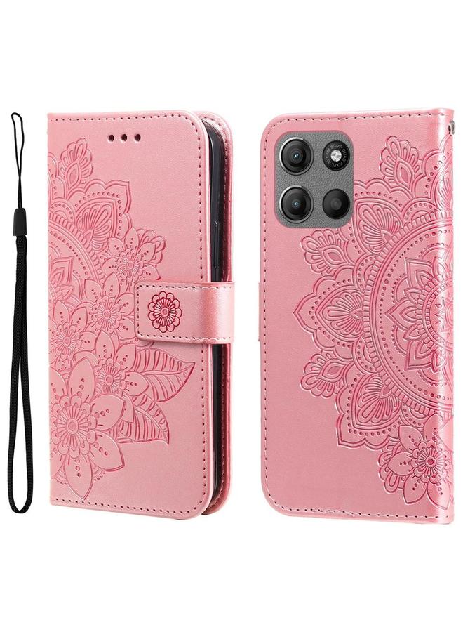 S-TOP Case For Motorola Moto G15 / G15 Power Seven-petal Flowers Embossing Leather Phone Case - Image 1