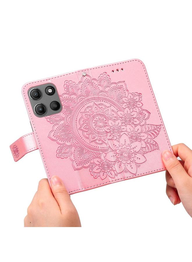 S-TOP Case For Motorola Moto G15 / G15 Power Seven-petal Flowers Embossing Leather Phone Case - Image 5