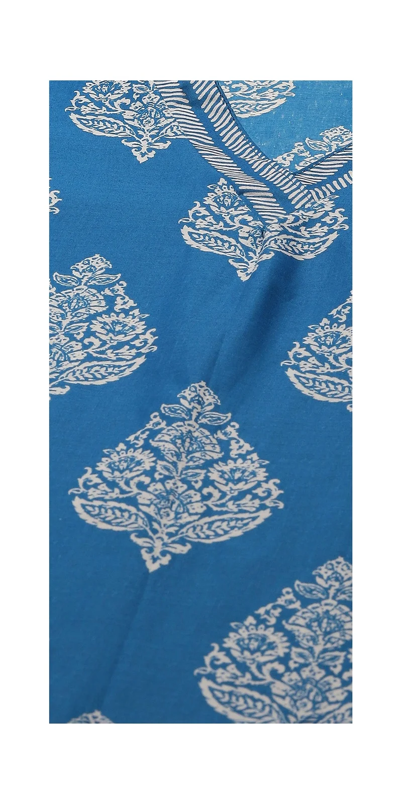 Biba Royal Blue Cotton Straight Printed Kurta Straight Palazzo Suit Set