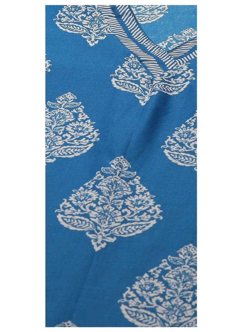 بيبا طقم بدلة بالازو باليتو القطني الأزرق الملكي المطبوع مستقيم