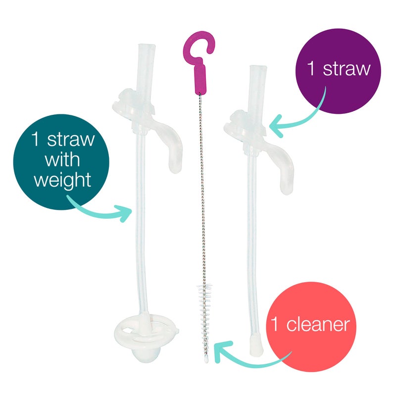 b.box Sippy Cup Replacement Straw Pack: Includes 1 Replacement Straw, 1 Replacement Straw with Weight, 1 Cleaning Brush. Fits b.box Sippy Cups. - Image 2